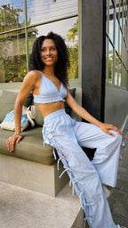 Top “Mood be cute” Pretty Blue